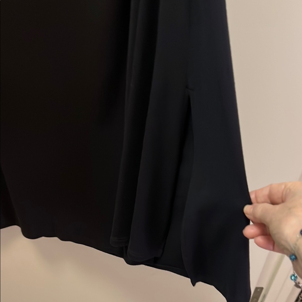 Theory Ruched Front Slit Midi Dress Sz M Black - Picture 3 of 7